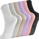 Jspupifip 6 Pairs Pilates Socks with Grips for Women Non Slip Pilates Socks Grippy Sock for Dance, Ballet, Fitness