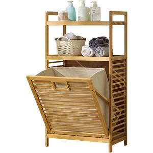 Laundry Hamper with 2-Tier Shelves & Tilt Out Basket, Laundry Baskets Organizer Hampers Bathroom Storage Shelf for Laundry Room, Bathroom, Nursery, Bedroom, Guest Room, Closet (2 Tier - Large) (2 Tier - Large)