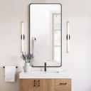 LEDLUX 20x40 Inch Matte Black Bathroom Mirror - Copper-Free, Metal Frame Vanity Rectangle Wall Mounted Modern Mirrors for Bedroom/Living Room/Porch Horizontal or Vertical