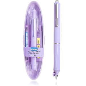 Clictek Retractable Fountain pen, Fine Nib with 10 ink cartridges (Bule & Black, ink syringe, sticky Notes &x Tabs Perfect for smooth writing, Journaling, calligraphy, ldeal Git for student& Professionals