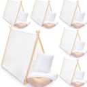 Wesnoy 4 Sets Teepee Tent with Inflatable Airbed, Fitted Sheet and Pillow Inserts Play Tent White Washable Foldable for Indoor Outdoor Slumber Party Sleepover Playhouse