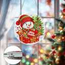 Eiflow Glass Diamond Art Hanging Kit for Adults Christmas, DIY Stained Glass Diamonds Painting Door Hanging Board Kit, Crystal Diamond Art Painting Pendant Ornament Full Drill (Snowman)