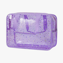 Clear PVC Star Large Cosmetic Bag, Transparent Large Zippered Opening Makeup Bag, Portable Waterproof Travel Bag with Handle, Gym, Swimming and Beach Bag (05Purple)