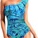 Tempt Me Women One Piece Swimsuits Tummy Control One Shoulder Bathing Suits Ruffle Swimwear Size L