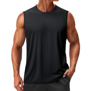 TACVASEN Men's Sleeveless Shirts Quick Dry Tank Tops for Men Sun Protection UPF 50+ Athletic Gym Workout Muscle Shirts (X-Large, 01-black)