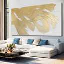 XIANSHOU Wall Decorations for Living Room Gold and White Abstract Canvas Art Oil Painting Large Minimalist Decor Wall Art for Office Bedroom Home 29"x 58"
