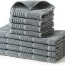 Glynniss Kitchen Towels and Dishcloths Set, Dish Towels and Dish Rags for Washing Dishes, for Cleaning Cooking Drying Pack of 8 (Grey)
