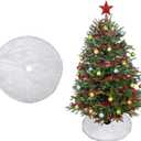 Christmas Tree Skirt Decoration 15" Mini Plush White Faux Fur Xmas Tree Skirt Decorations for Christmas Party Holiday Deco