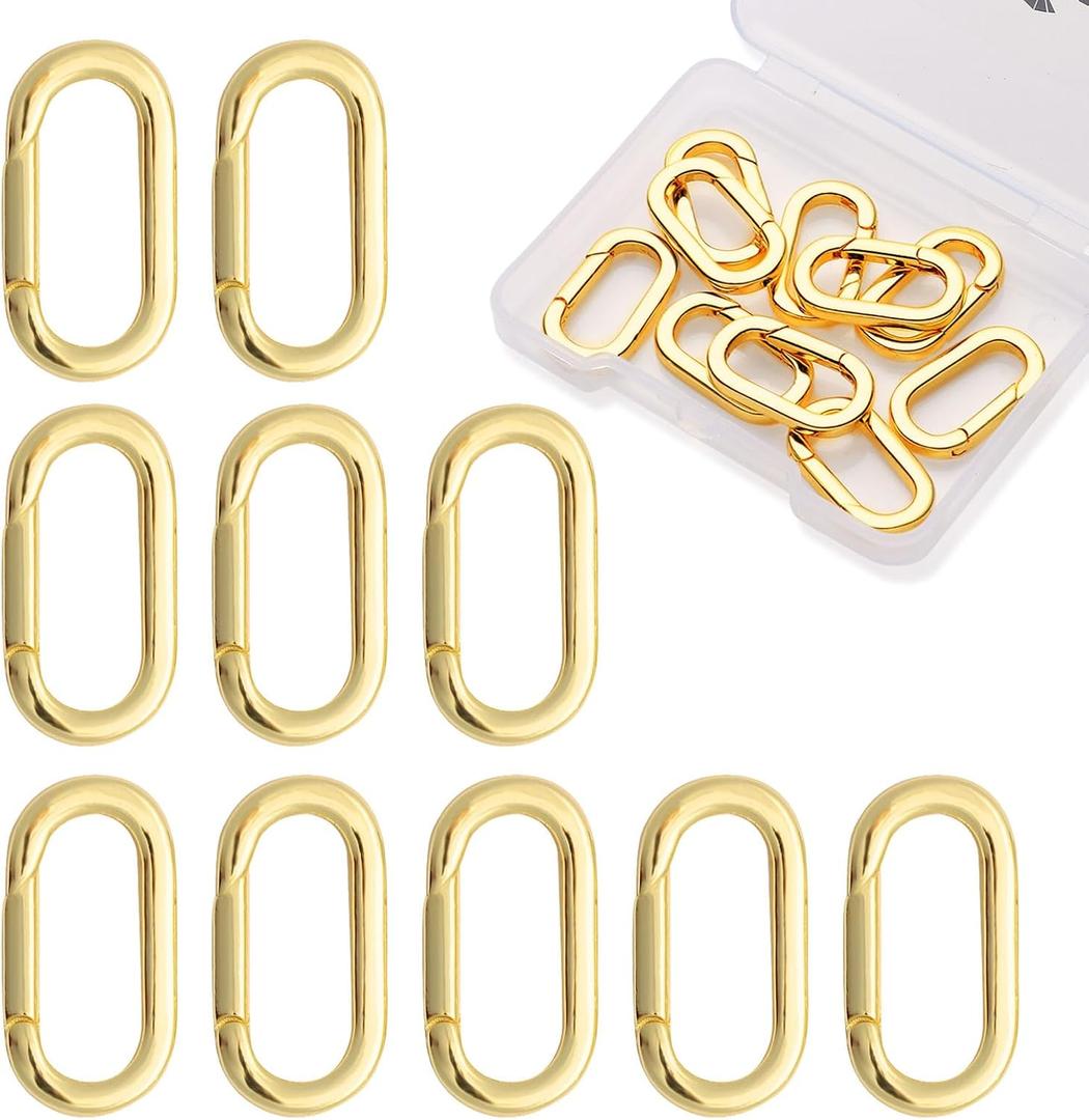 10pcs 14K Gold Plated Oval Clasps,Jewelry Clasps,Gold Paper Clip Clasps,DIY Bracelets Necklaces Jewelry Making and Repairing (Gold-14mm)