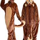 vavalad Adult Onesie Pajamas Halloween Costume Cosplay Women Men (Brown)