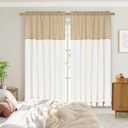 Likiyol Linen Curtains for Living Room 63 Inch Length Farmhouse Ruffle Curtains for Bedroom Light Filtering Window Curtain Rustic Country Drapes Rod Pocket Window Treatments, Linen White, 2 Panels