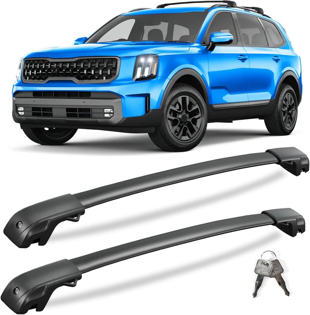 KINGGERI 220lbs Lockable Roof Rack Cross Bars Compatible with Kia Telluride X-PRO X-LINE 2023 2024 2025 with Raised Side Rails, Heavy Duty Aluminum Roof Rails Crossbars Luggage Accessories