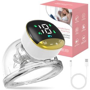 Portable Electric Breast Pump, Wearable Breast Pump with LED Display, 180ML Hands-Free Breastfeeding Pump with 4 Modes & 12 Levels of Suction, 24mm Flange, Low Noise