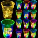 mishunyus 40th Birthday Party Cups 24 Pack - Plastic Drinking Cups with Gold Foil Prints, Table Decorations Centerpiece Supplies for 40 Year Old Anniversary (16 oz)