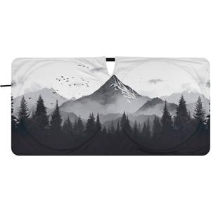 Mountain Car Windshield Sunshades Black Forest Adventure Nature Snow Peak Front Window Sun Shade Blocks UV Rays Sun Visor Protector for Car Sedan Truck SUV Accessories 59" L x 31.5" W