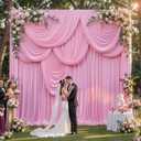 50ft x 14ft Pink Backdrop Curtains, 10 Panels Wrinkle Free Soft Fabric Drapes Back Drop Cloth for Wedding Party Decor, Photo Backdrop for Baby Shower Birthday Stage Reception Lobby Decoration