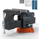 VEVOR Bench Vise, 6-inch Jaw Width 5.9-inch Jaw Opening, 360-Degree Swivel Locking Base Multipurpose Vise w/Anvil, Heavy Duty Ductile Iron Workbench Vise w/Bolts & Nuts, for Drilling, Pipe Cutting