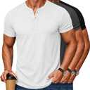 Waffle Henley Shirts for Men Short Sleeve Button Tops Casual Basic T Shirts Lightweight Summer Tees Knit 3 Pack (XL)
