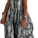 PRETTYGARDEN Women Summer Dresses 2026 Spaghetti Strap Scoop Neck Floral Maxi Dress Flowy Boho Long Sundress with Pockets (Black, L)