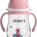 Oberni Leakproof Sippy Cups, Double Sealing No Spill Water Bottle with Weighted Straw and Non-Slip Handle for Toddler 1-3 Years, Tritan Baby Cups 12+ Months, 270ml/9oz (1Pack,Pink)