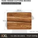 20'' Extra Large Teak Wood Cutting Board for Kitchen Non Slip Over Sink Charcuterie Board Serving Heavy Duty Non Toxic Wooden Chopping Board Thick Haus Big Xl XXl Convenient Kitchen Essentials