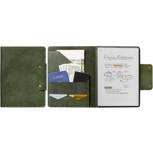CoBak Premium Genuine Cowhide Leather Case for Remarkable Paper Pro 11.8" (2024) – Slim Magnetic Back Cover with Auto Sleep/Wake, Folder Design, Corner Protection, and Safety Buckle. Olive Cowhide