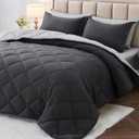 MUXHOMO 7 Pieces Oversized King Comforter Set, Reversible Bed in a Bag Oversized King Size, All Season Bedding Set with Comforter, Flat Sheet, Fitted Sheet, Pillowcases & Shams, Dark Grey & Light Grey