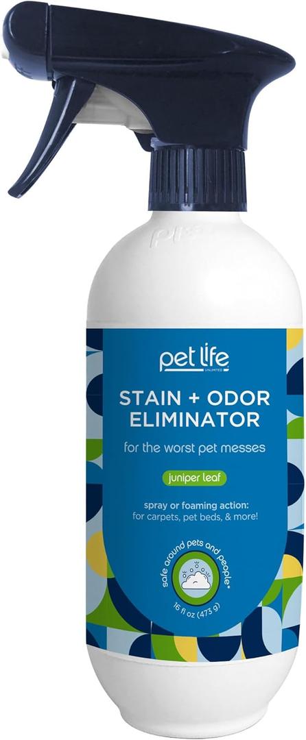 Pet Life Unlimited SuperFoam Spray, Carpet and Surface Cleaner for Dog Urine, 16 oz, Strong Odor & Stain Remover, Plant-Based Formula, Natural Juniper Leaf Scent, Two-Way Spray, USA Made (Pack of 1)