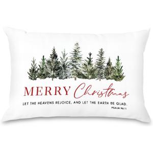 Christian Christmas Pillow Covers Decor 12x20,Farmhouse Christmas Trees Lumbar Decor Pillow Covers, Christmas Decorations for Living Room Bedroom Home