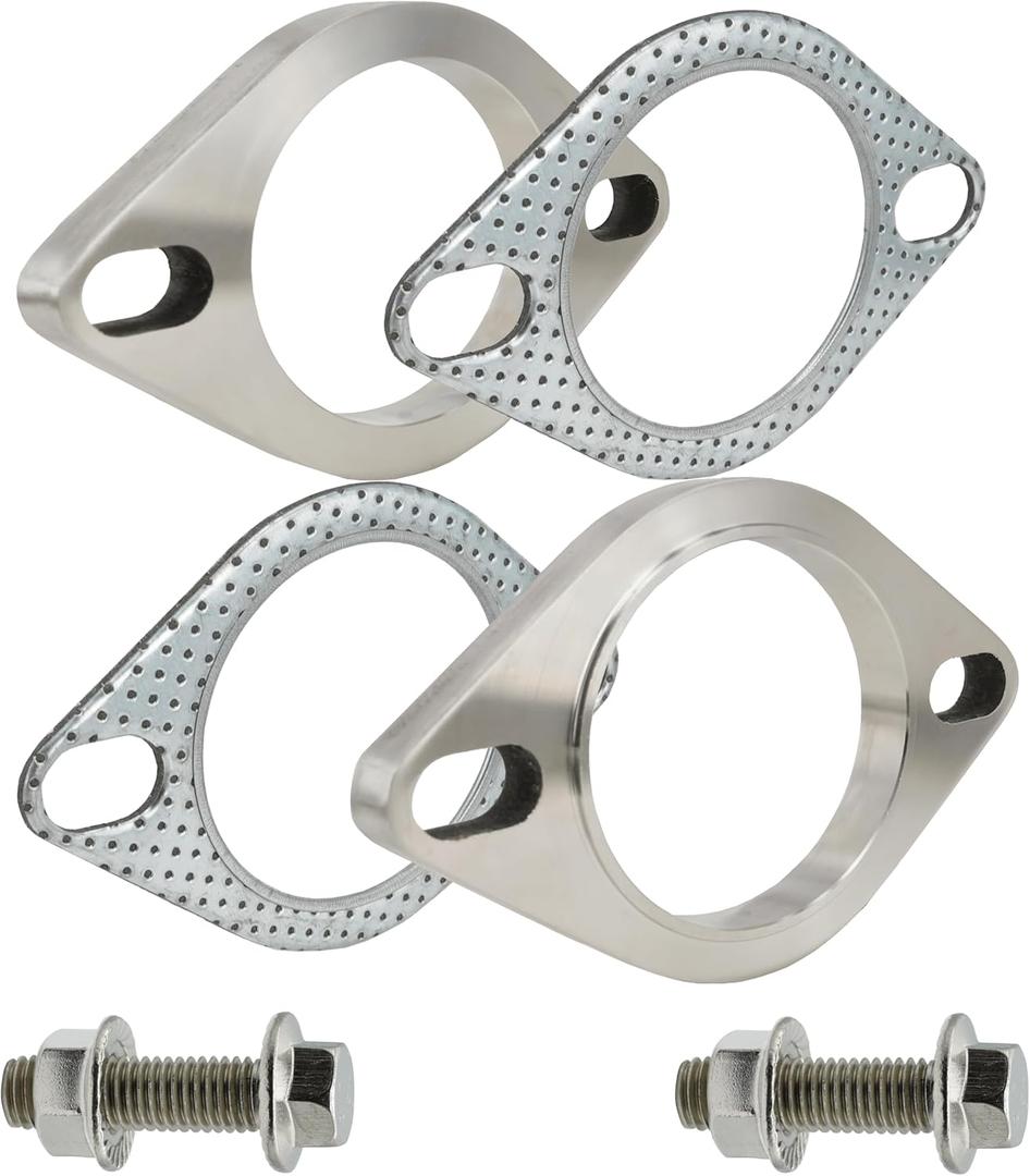 2.5 Inch 2 Bolt Stainless Steel Exhaust Flanges & Gaskets Connection Kit with bolts and nuts (2.5"/63mm) 2.5 Inch 2 Bolt Stainless Steel Exhaust Flanges & Gaskets Connection Kit with bolts and nuts (2.5"/63mm)
