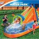 BANZAI Pipeline Water Park Toy, Length: 14 ft 7 in, Width: 9 ft 6 in, Height: 7 ft 11 in, Inflatable Outdoor Backyard Water Slide Splash Bounce Climbing Toy
