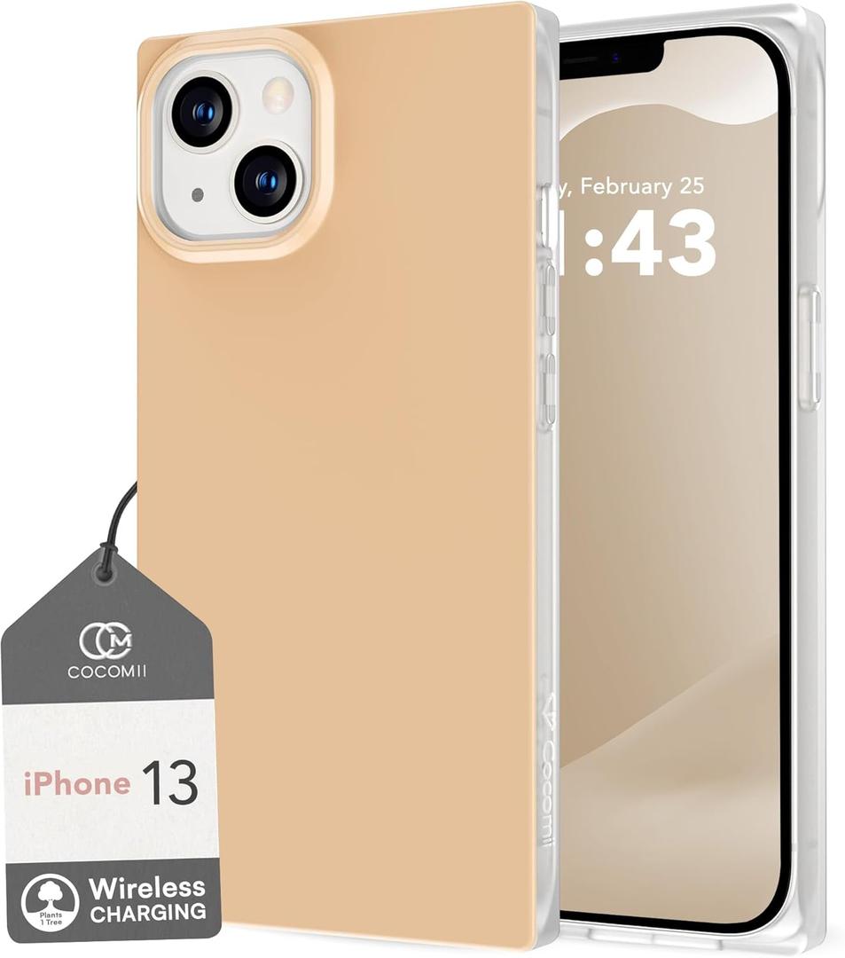 Cocomii - Rectangle Case Compatible with iPhone 13/iPhone 14 - Solid Color, Fashionable Hues, Glossy, Women Girls Men, Protective Phone Case for iPhone 13/14 6.1 inch, Nude