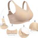 Seamless Post-Surgery Bra for Women, Pocket Mastectomy Bras for Breast Prosthesis with Cotton Breast Forms Set, Size 42 (Beige)