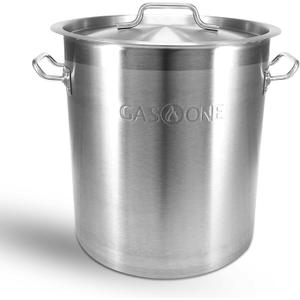 GasOne Stainless Steel Stockpot  20qt Stock Pot with Lid and Capsule Tri-Ply Bottom  Heavy-Duty Cooking Pot for Beer Brewing, Soup, Seafood Boil  Reinforced Rim Stainless Steel Soup Pot