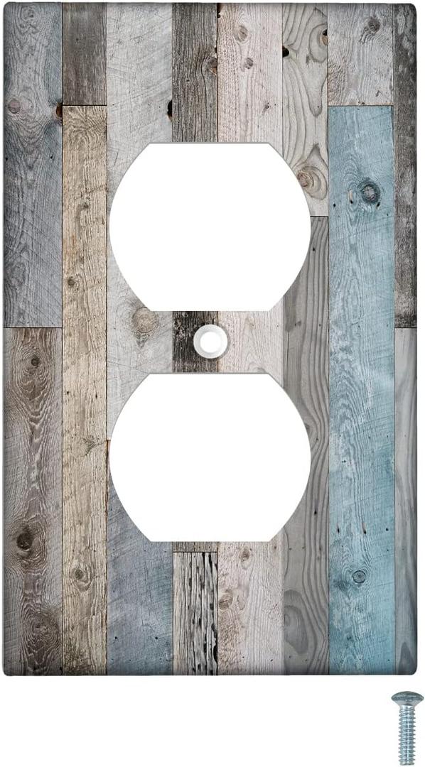 Farmhouse Outlet Covers Wall Plate Cover 2-Gang Electrical Farmhouse Decorative Light Switch Cover Plates Vintage Rustic Outlet Cover for Kitchen Home Bedroom Decor