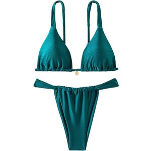 Women's 2 Piece Bathing Suit Spaghetti Strap Wireless Triangle Thong Bikini Sets Cheeky Swimsuits Teal Blue Medium Women's 2 Piece Bathing Suit Spaghetti Strap Wireless Triangle Thong Bikini Sets Cheeky Swimsuits Teal Blue Medium