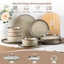 GBHOME Dinnerware Sets for 6, 18 Pieces Stoneware Plates and Bowls Sets, Scratch Resistant Dishes, Dishwasher & Microwave Safe, Reactive Glaze
