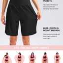 Viodia Women's 9" Long Swim Board Shorts with Pockets High Waisted Beach Swimsuits Knee Length Short for Women with Liner (Black, M)