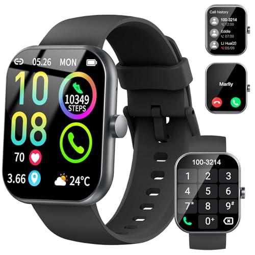 Smart Watch (Answer/Make Calls), 1.96"HD Smartwatch for Men Women 113+ Sport Modes, Activity Tracker with Heart Rate Monitor, Sleep Trackers, Pedometer, IP68 Waterproof Fitness Watch for Android Ios
