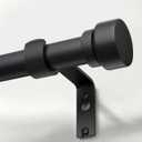 Lootkell Modern Matte Black Curtain Rods for Windows 72 to 144 Adjustable Length Heavy Duty 1" Diameter Window Curtain Rod with Solid Metal Finials for Outdoor Farmhouse Bedroom Kitchen Living Room