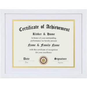 ELSKER&HOME 11x14 Diploma Frame, 8.5x11 Certificate&Document with Mat or 11x14 Inch Without Mat, White Frames, Display Degree or Award Frames (Double Mat, White with White Rim)