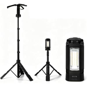 Rechargeable LED Camping Light with Tripod Stand, 2700 Lumen Portable Work Light, IP65 Waterproof Magnetic Base Light for Outdoor Camping, Garage, Repair,Black