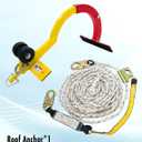 Roof Anchor, Roof Hook for First Man Up (FMU) & Last Man Down (LMD) | 50ft Rope 5000 lb Heavy-Duty Capacity Fall Protection for Steep-Slope Roofs (6/12 to 12/12) | Adjustable Ridge Safety Roofers