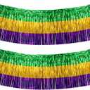 2 Pack 29x108 Inch Mardi Gras Table Skirts Metallic Foil Fringe Table Skirts for Wedding,Birthday, Mardi Gras Decorations (2 Ps)