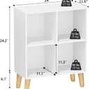 4 Cube Storage Organizer with Legs, 2 Tier Cube Low Bookcase Freestanding Storage Display Organizer for Home Office, Four-Cubes Open Shelf Short Bookshelf (White, 4 Cube)