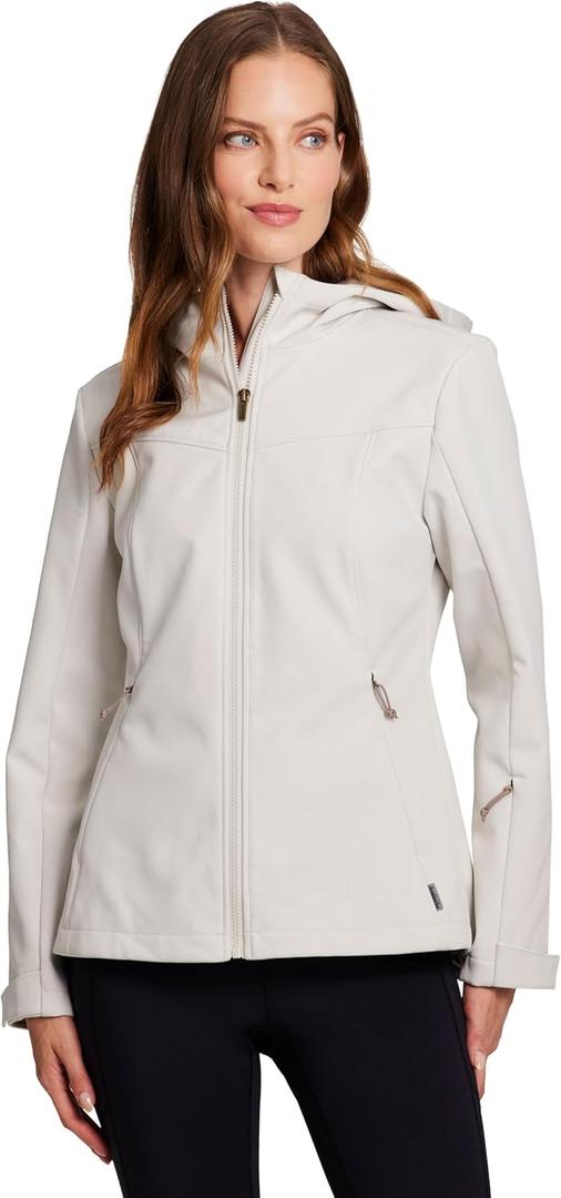 Avalanche Women's Midweight Soft Shell Fleece Lined Jacket With Hood And Pockets (Solid Gardenia Cream), Small