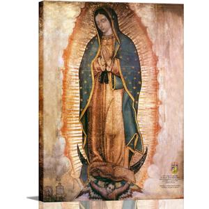 Mexico Our Lady of Guadalupe Portrait Canvas Wall Art Decor Religious Catholic Poster Prints Picture for Altar Living Room Bedroom Decoration,Lamina enmarcada de Nuestra Seora de Guadalupe (16L" x 12W", Virgin Mary)