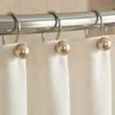 Champagne Gold Shower Curtain Hooks: Elegant Pearl Ball Design with Rustproof Stainless Steel Rings  Decorative Bathroom Accessories for Glam Vintage & Luxury Inspired Dcor