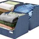 Trapezoid Storage Bins  12x12x10 Fabric Storage Baskets, Collapsible Easy-Access Organiser Boxes for Baby Clothes, Kids Room Organizer  Navy Blue, 3 Pack