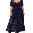 Bridal Shower Dresses for Guest: Mother of Bride Dresses for Curvy Women - Navy Blue Prom Dress - Formal Long Dress - Maternity Gown for Photoshoot, Large 